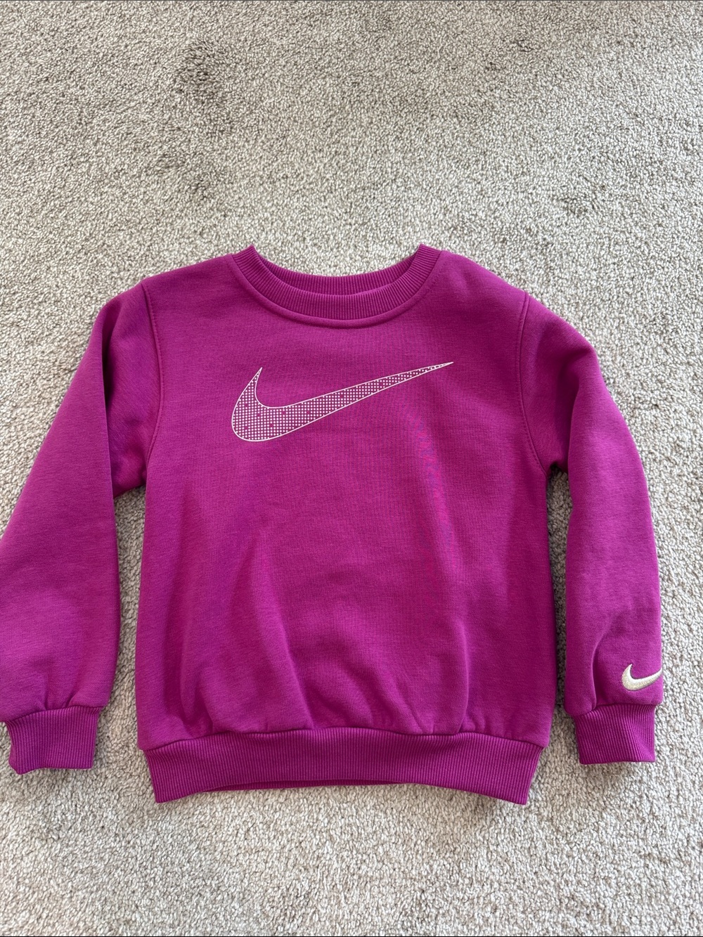 Nike Kids Magenta Crewneck Sweatshirt with Swoosh
